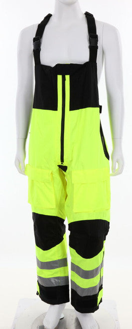 MCR Safety UT38BPS UltraTech® Hi Vis Rain Pants ANSI/ISEA 107 2020 Class E Bib Style Pants with Zippered Front Full Elastic Adjustable Suspenders Inner Knee Pad Pockets (1 EA)