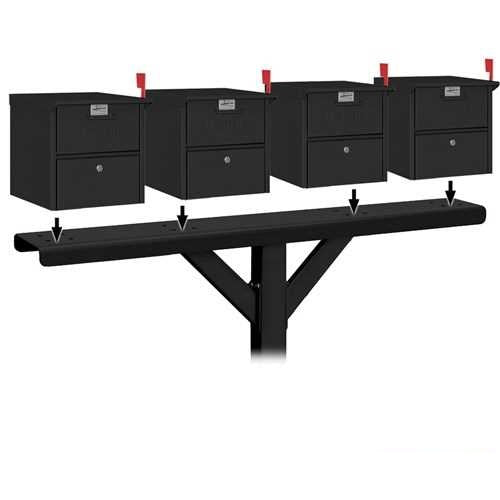 Mailboxes 4384BLK Salsbury Spreader - 4 Wide with 2 Supporting Arms - for Roadside Mailboxes - Black