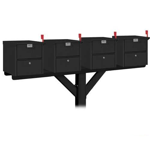 Mailboxes 4384BLK Salsbury Spreader - 4 Wide with 2 Supporting Arms - for Roadside Mailboxes - Black