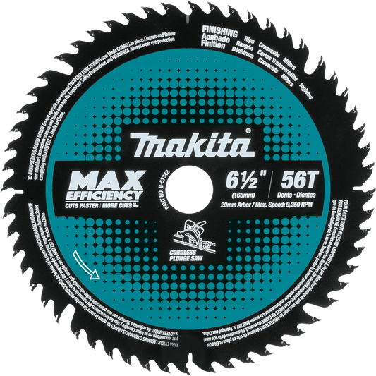 Makita B-57342 6‘1/2" 56T Carbide‘Tipped Max Efficiency Cordless Plunge Saw Blade