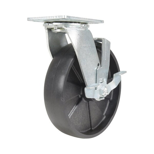 Vestil CST-VE-8X2GFN-SWB Glass Filled Nylon Swivel With Brake Caster 8 In. Diameter x 2 In. Width 1250 lb Black