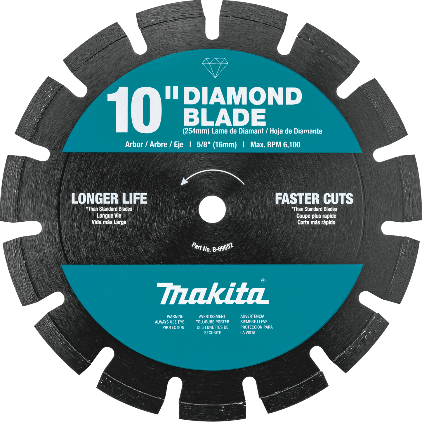 Makita B-69652 10" Diamond Blade, Segmented, Dual Purpose