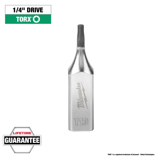 Milwaukee Tool 45-34-1001 1/4" Drive T10 TORX Bit Socket, 1 EA