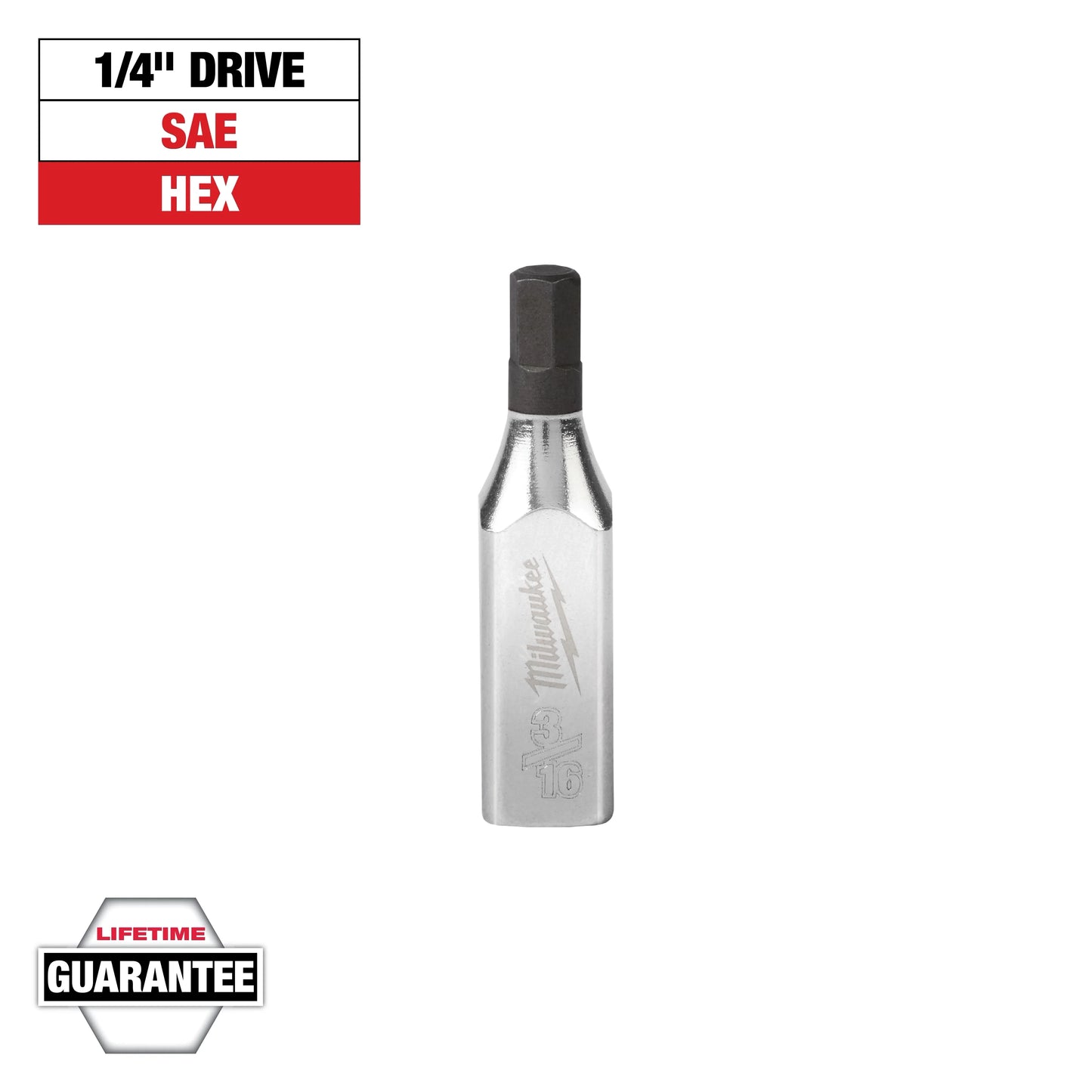 Milwaukee Tool 45-34-1027 1/4" Drive 3/16" Hex Bit Socket, 1 EA