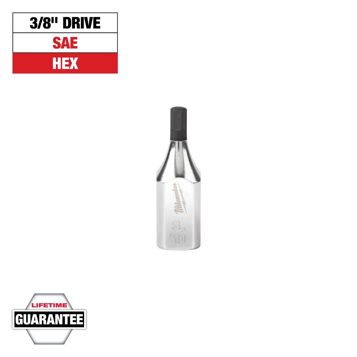 Milwaukee Tool 45-34-1043 3/8" Drive 3/16" Hex Bit Socket, 1 EA