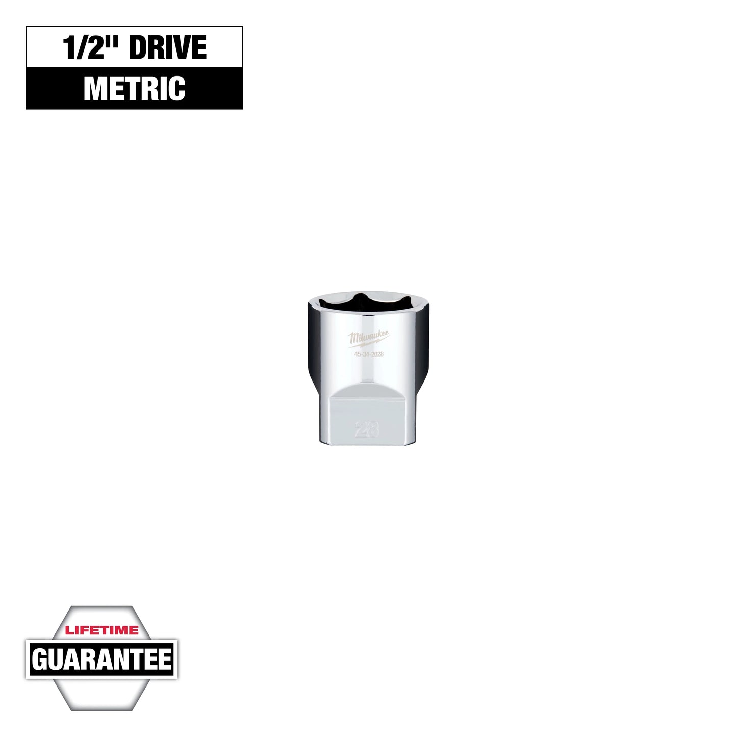 Milwaukee Tool 45-34-2028 1/2" Drive 28mm Socket, 1 EA