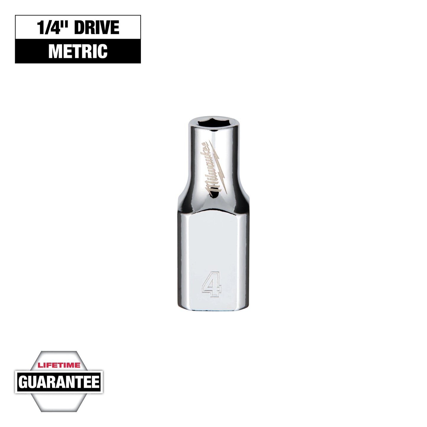Milwaukee Tool 45-34-4000 1/4" Drive 4mm Socket, 1 EA