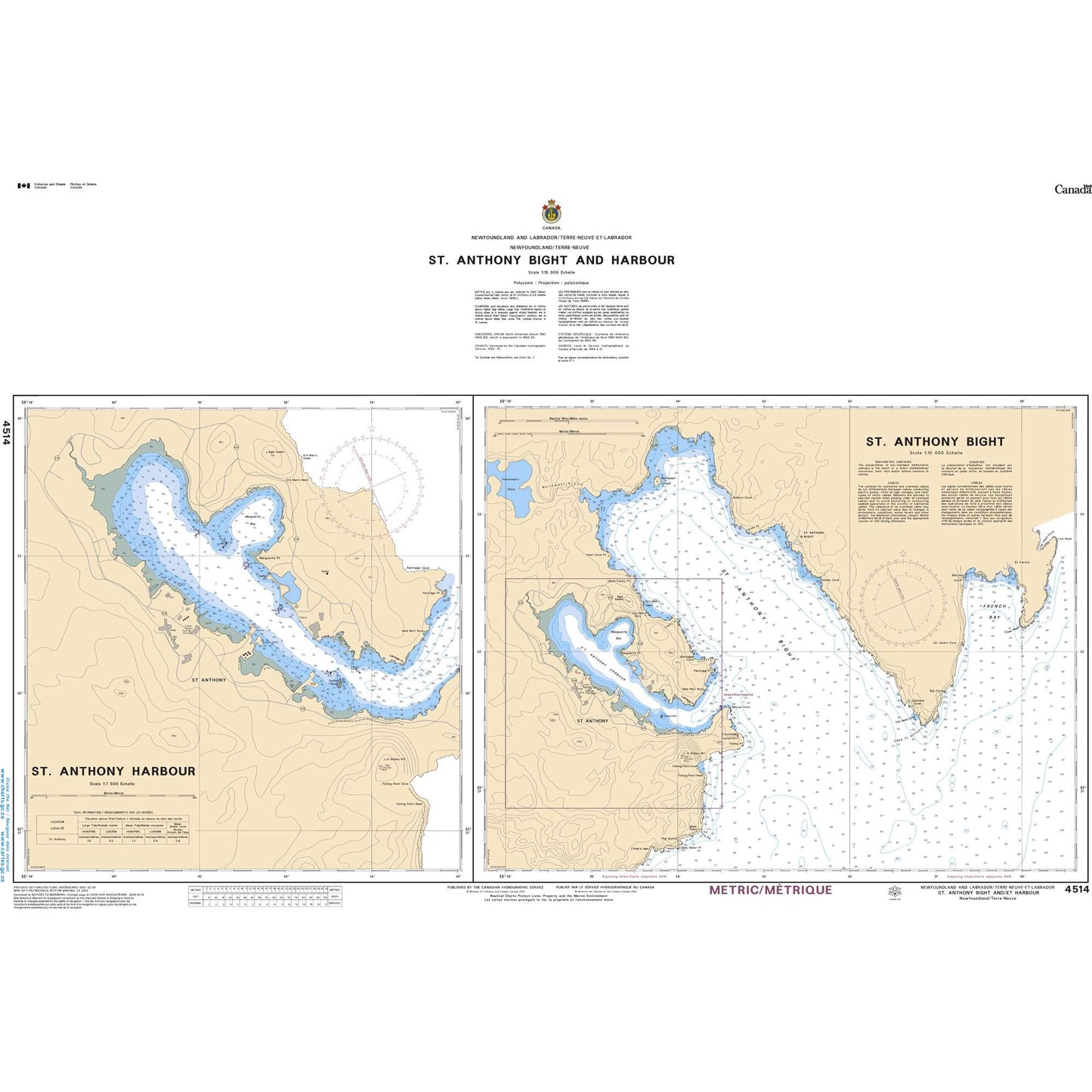 Paradise Clay CAN4514 CHS Chart St. Anthony Bight and Harbour