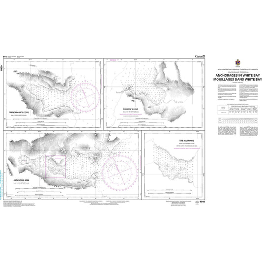 Paradise Clay CAN4540 CHS Chart Anchorages in White Bay/Mouillages dans White Bay