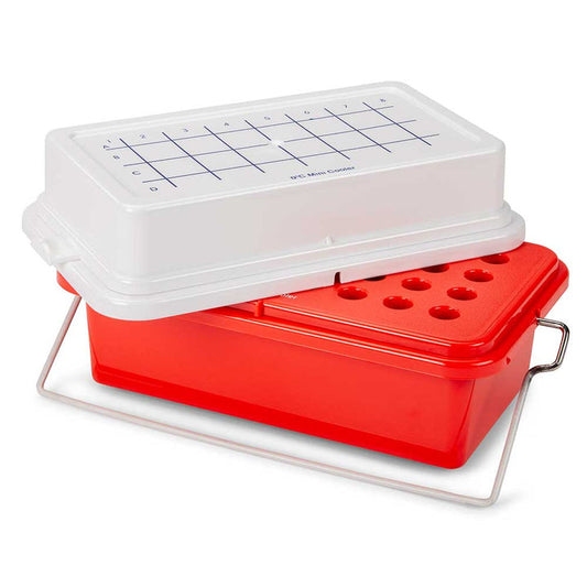 Globe Scientific 454007 CryoCool Mini Cooler 0°C 12-Place (3x4) for Blood Collection Tubes Red