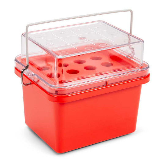 Globe Scientific 454005 CryoCool Mini Cooler 0°C 12-Place (3x4) for 15mL Tubes Red