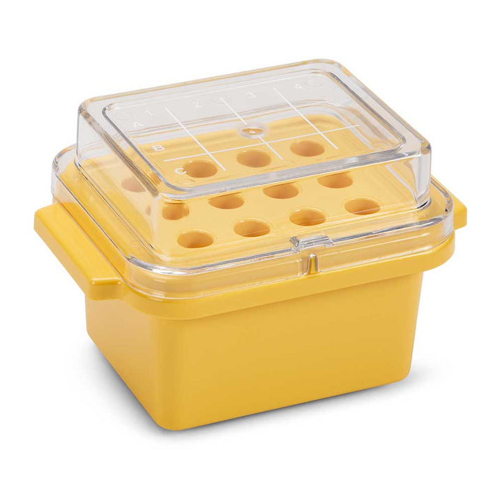 Globe Scientific 454023GC CryoCool Mini Cooler -20°C 32-Place (4x8) for 1.5mL Tubes Yellow with Gel Filled Cover