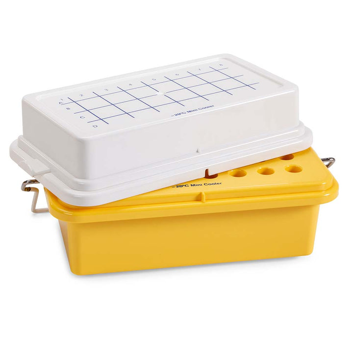 Globe Scientific 454023GC CryoCool Mini Cooler -20°C 32-Place (4x8) for 1.5mL Tubes Yellow with Gel Filled Cover