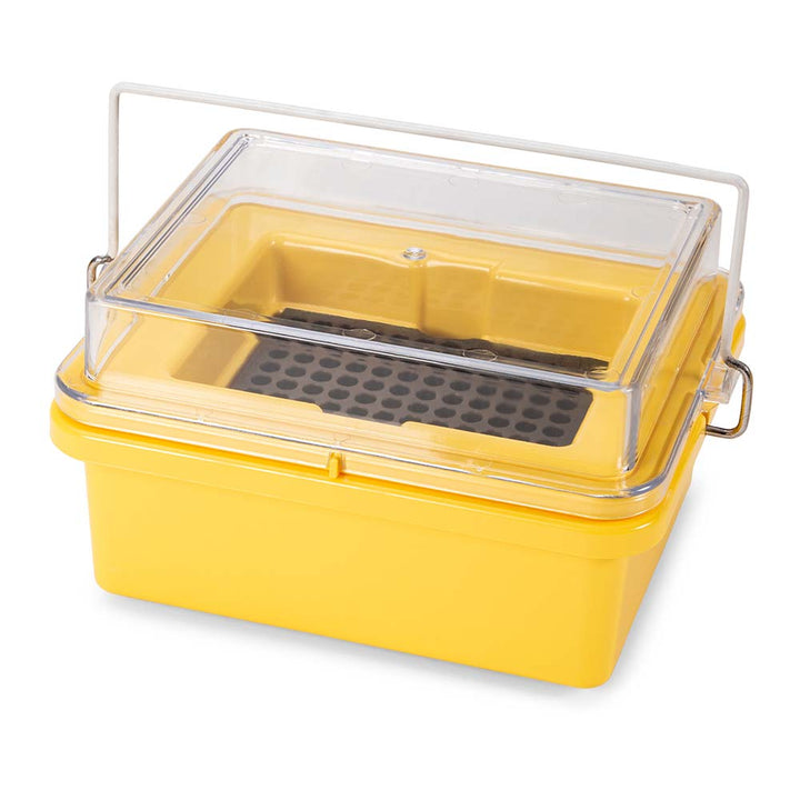 Globe Scientific 454023GC CryoCool Mini Cooler -20°C 32-Place (4x8) for 1.5mL Tubes Yellow with Gel Filled Cover