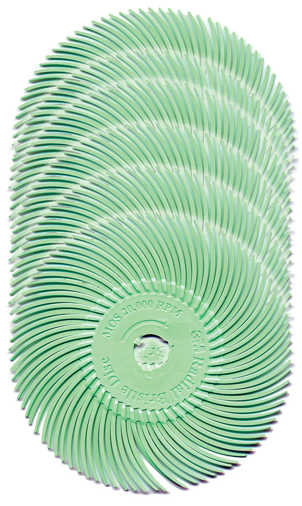 Foredom A-4558-6 3" Radial Bristle Disc, Lt Green, 1 M, 14,000 Grit, 6-Pk