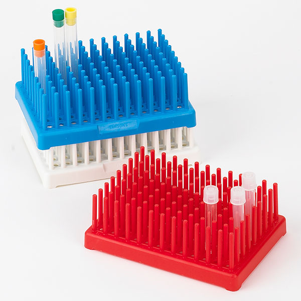 Globe Scientific 456155B Peg Tube Rack Reinforced PP 17mm 50-Place (66 Pegs) Blue 2/Pack