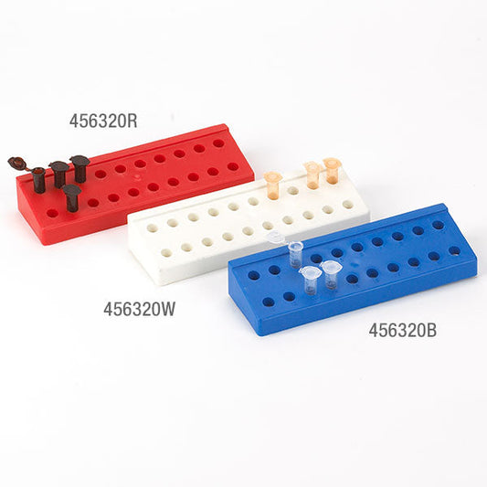 Globe Scientific 456320R Rack for 1.5mL and 2.0mL Microcentrifuge Tubes Reinforced PP 20-Place Red