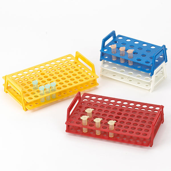 Globe Scientific 456340R Wireless MicroTube Rack with Handles for 1.5mL and 2.0mL Microcentrifuge Tubes 96-Place Red