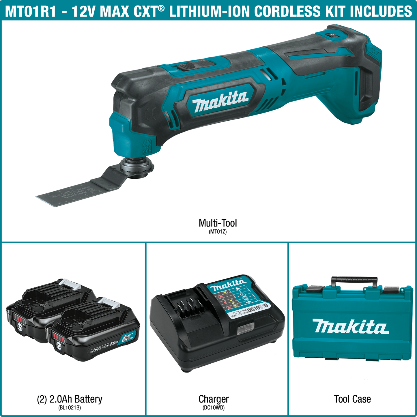 Makita MT01R1 12V max CXT® Lithium‘Ion Cordless Oscillating Multi‘Tool Kit (2.0Ah)