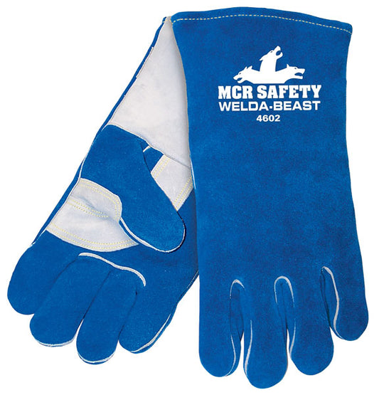 MCR Safety 4602 MCR Safety Welda-Beast Leather Welding Work Gloves Foam Lined Select Side Split Leather Reinforced Wing Thumb (1 DZ)