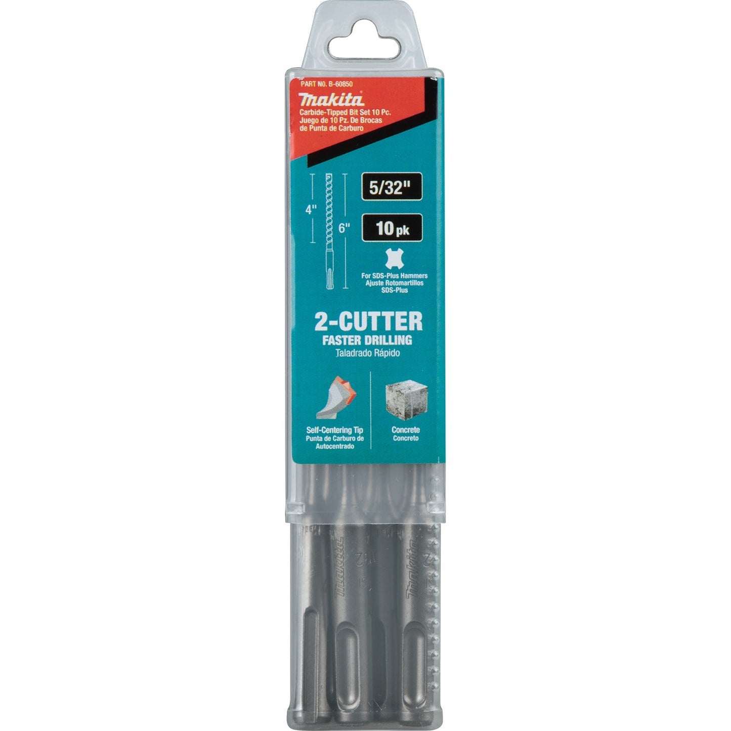 Makita B-60850 5/32" x 6" SDS‘PLUS Bit, 2‘Cutter, 10/pk