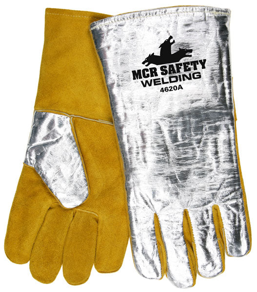 MCR Safety 4620A MCR Safety Welding Leather Welding Work Gloves Premium Side Split Leather Aluminized Back and Wing Thumb Sewn with DuPont™ Kevlar® (1 Pair)