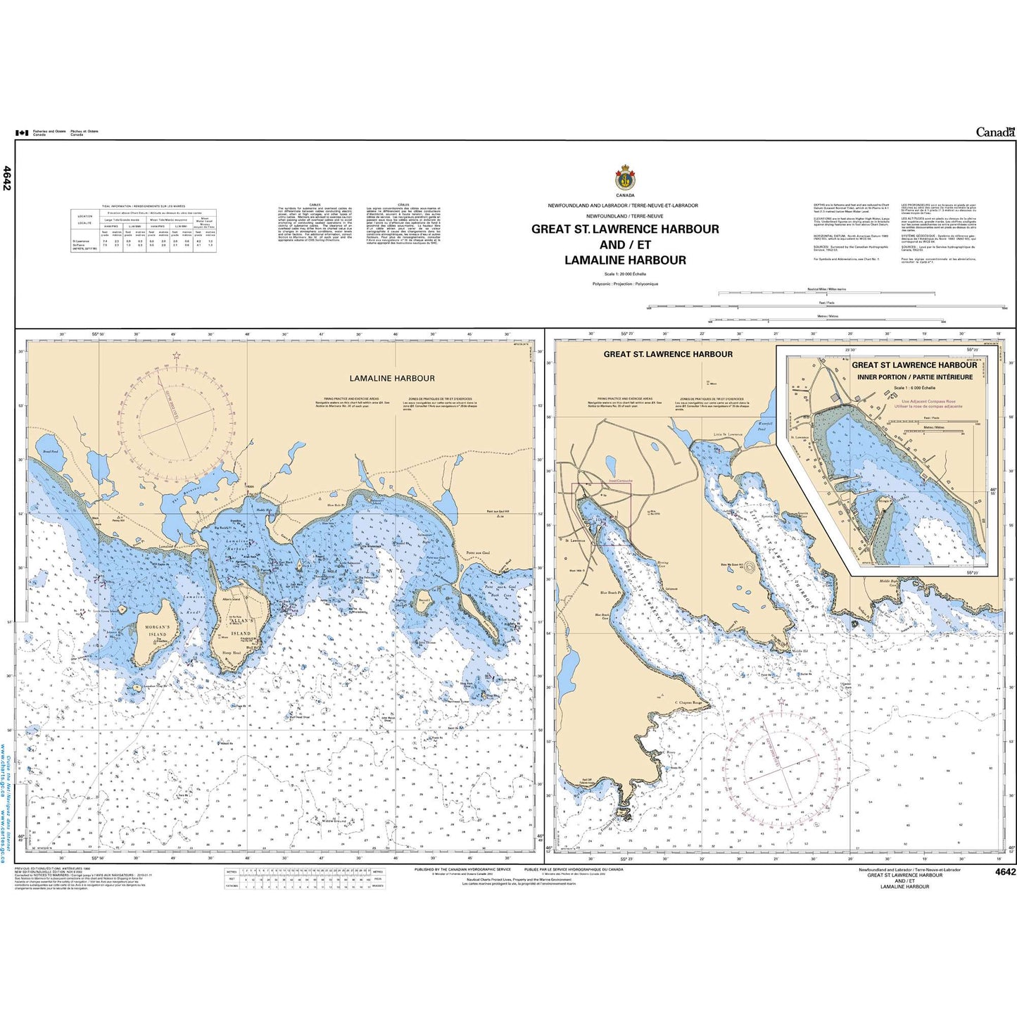 Paradise Clay CAN4642 CHS Chart Great St. Lawrence Harbour and/et Lamaline Harbour