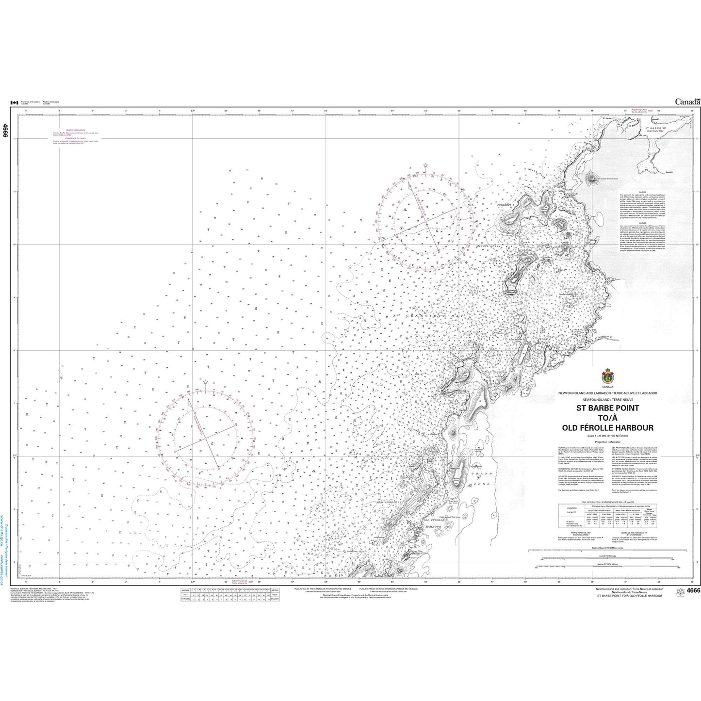 Paradise Clay CAN4666 CHS Chart St. Barbe Point to/ Old Férolle Harbour