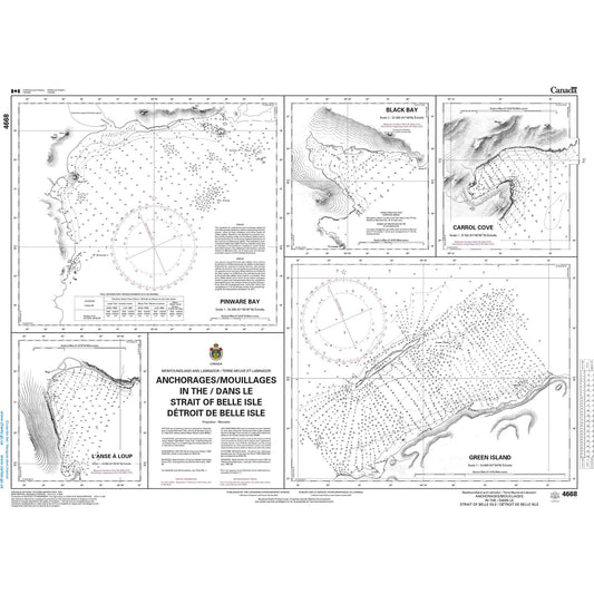 Paradise Clay CAN4668 CHS Chart Anchorages / Mouillages in the / dans le Strait of Belle Isle / Détroit de Belle Isle