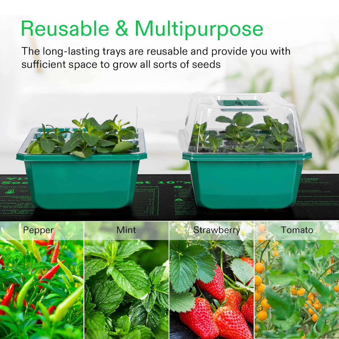 Vivosun 6-Pack Seed Starter Trays, 72-Cell Seed Starter Kit with Humidity Dome