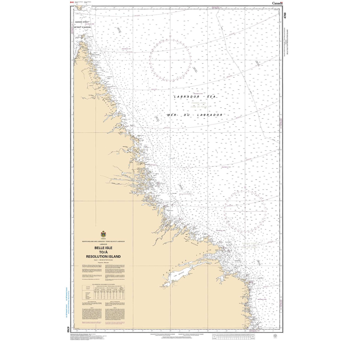 Paradise Clay CAN4700 CHS Chart Belle Isle to/ Resolution Island