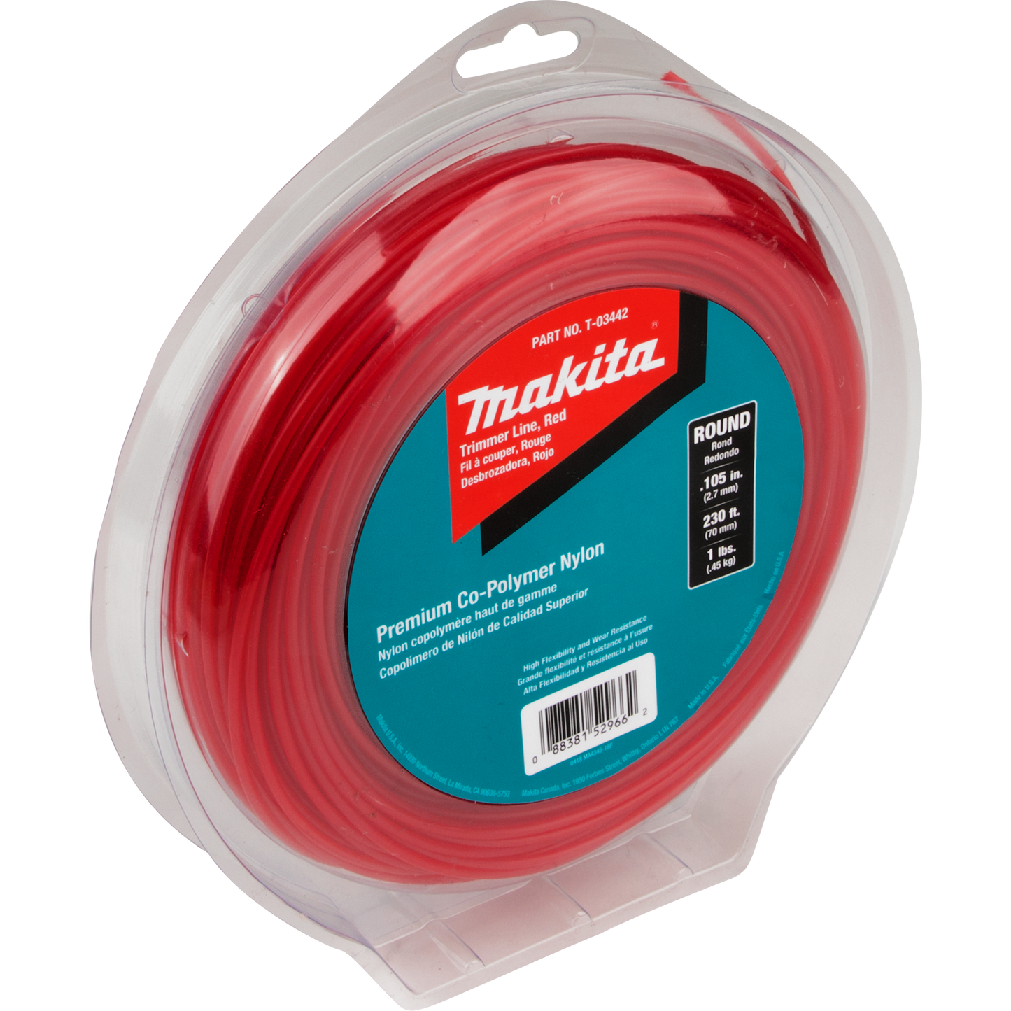 Makita T-03442 Round Trimmer Line, 0.105, Red, 230™, 1 lbs.