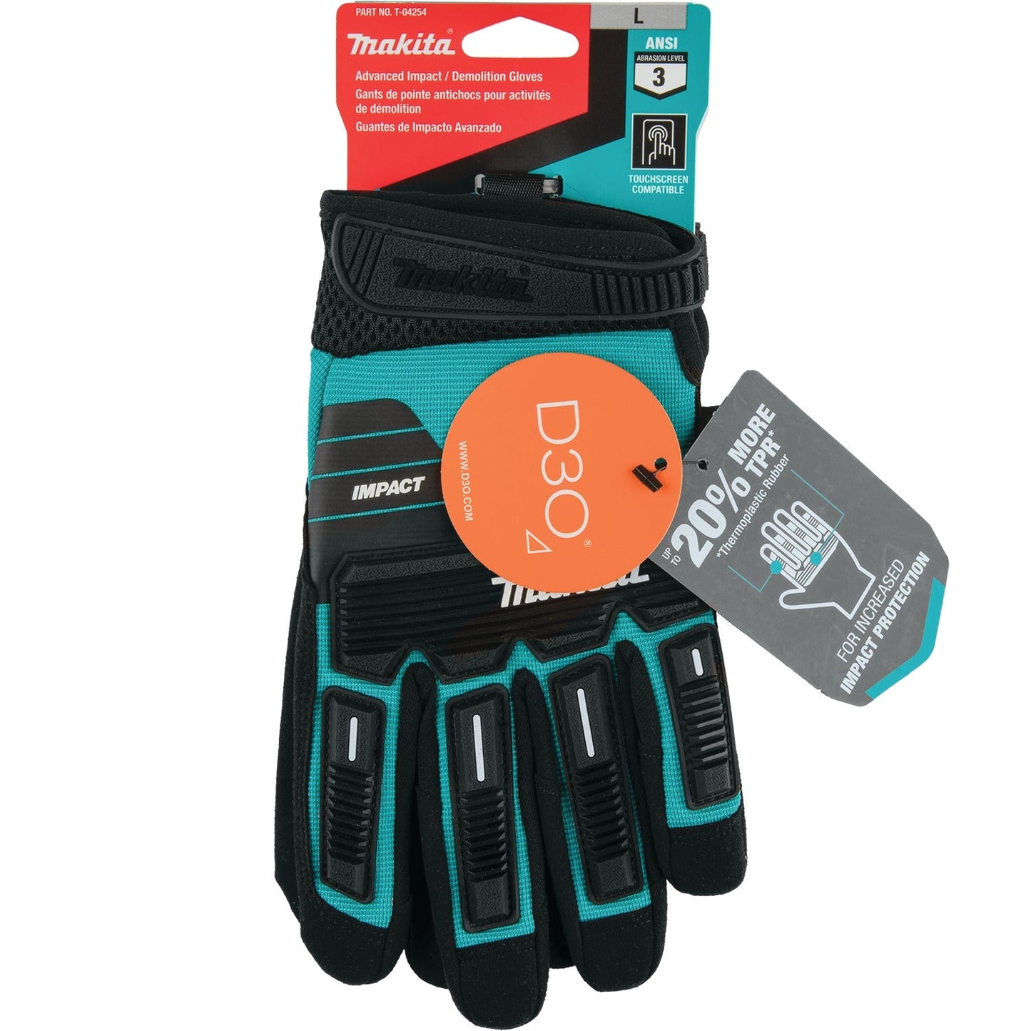 Makita T-04254 Advanced Impact Demolition Gloves (Large)