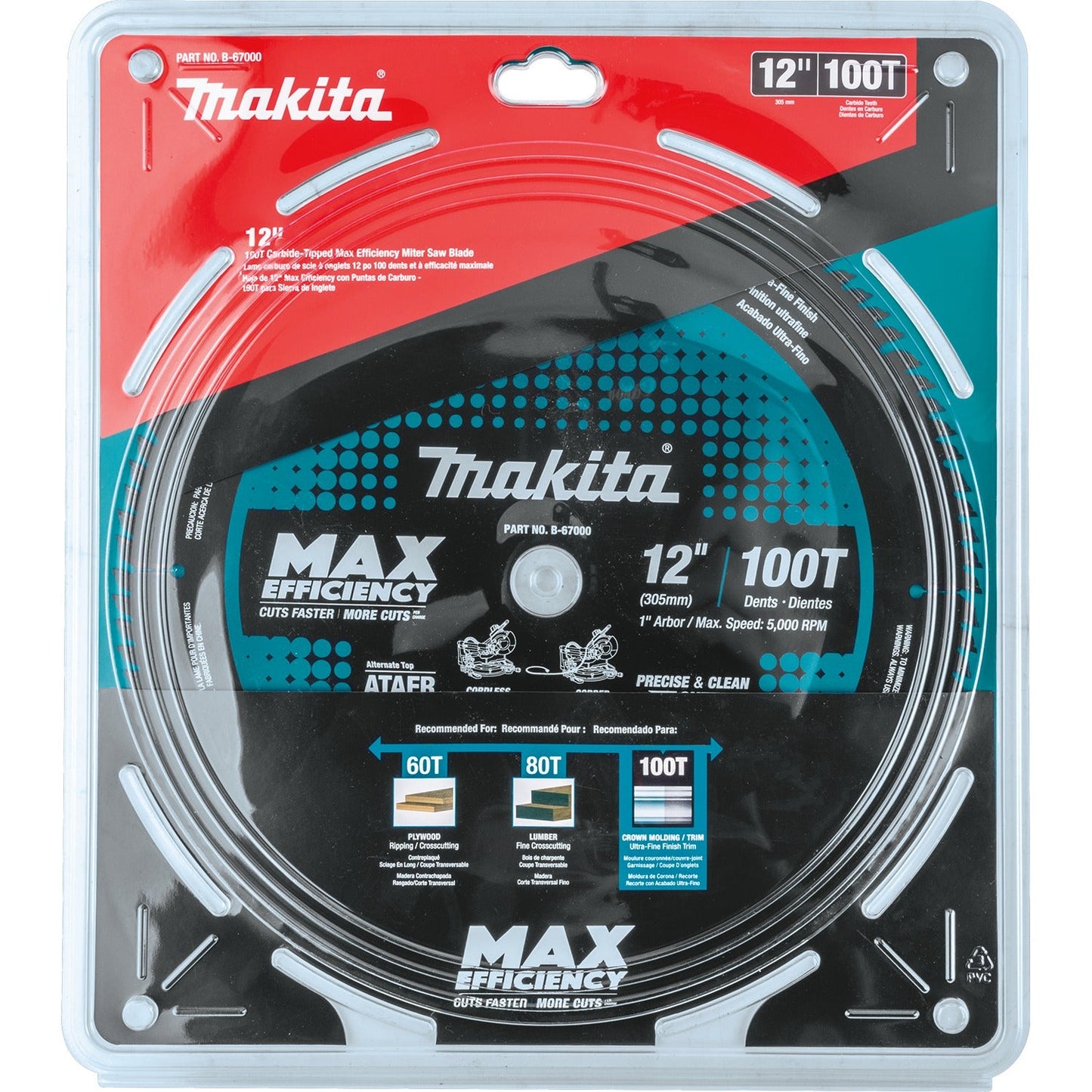 Makita B-67000 12" 100T Carbide‘Tipped Max Efficiency Miter Saw Blade