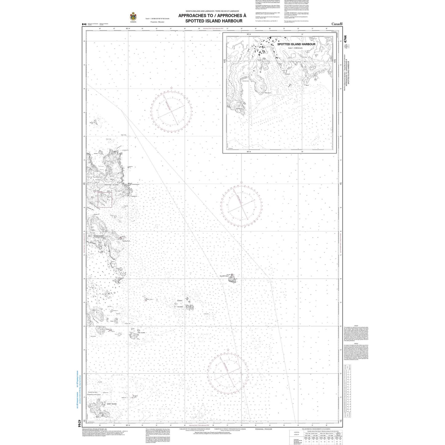 Paradise Clay CAN4744 CHS Chart Approaches to/approches Spotted Island Harbour