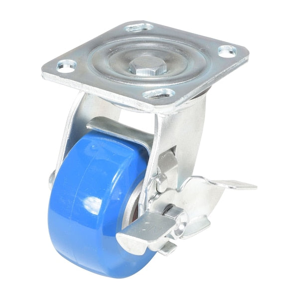 Vestil CST-PB-4X2PUA-SWB Polyurethane Precision Ball Bearing Swivel With Brake Caster 4 In. x 2 In. 551 lb Blue/Gray