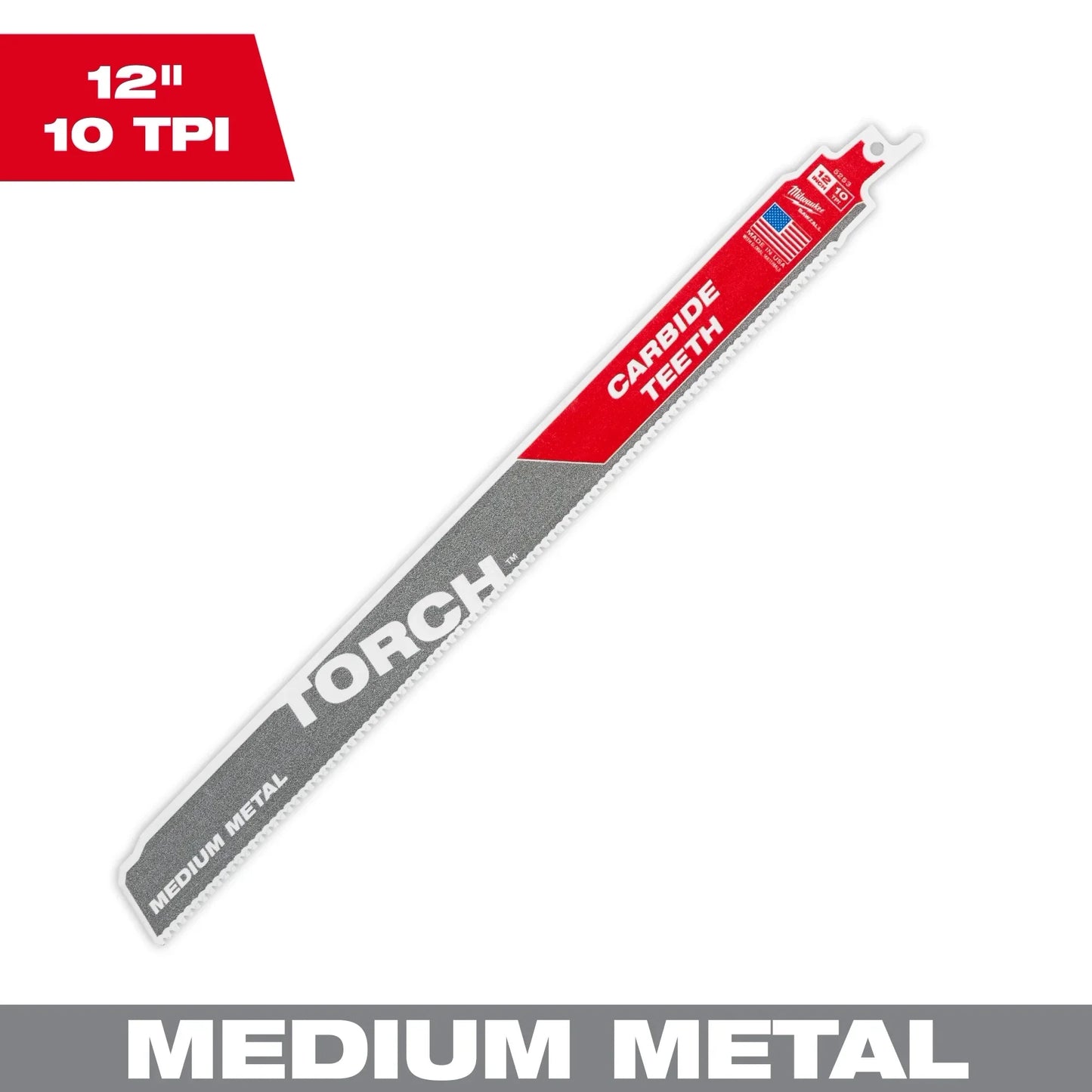 Milwaukee Tool 48-00-5253 12" 10 TPI The Torch With Carbide Teeth For Medium Metal, 1 EA