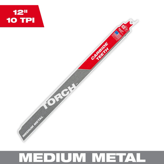 Milwaukee Tool 48-00-5253 12" 10 TPI The Torch With Carbide Teeth For Medium Metal, 1 EA