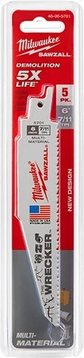 Milwaukee Tool 48-00-5706 5 Piece The Wrecker Sawzall Blade Set, 5 EA/PK