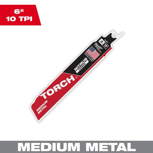 Milwaukee Tool 48-00-6251 6" 10 TPI TORCH™ with NITRUS™ Carbide Teeth SAWZALL® Blade for Conduit and Strut (1 PK), 1 EA