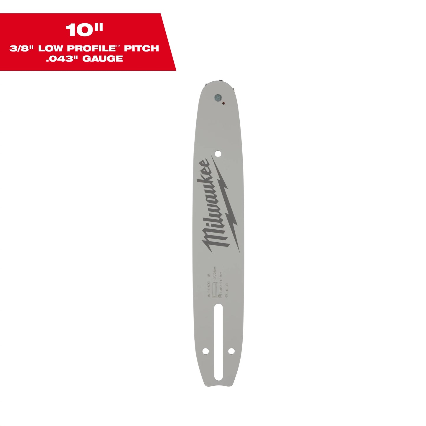 Milwaukee Tool 48-09-5001 10" 3/8" LOW PROFILE™ Pitch, .043" Gauge Guide Bar, 1 EA