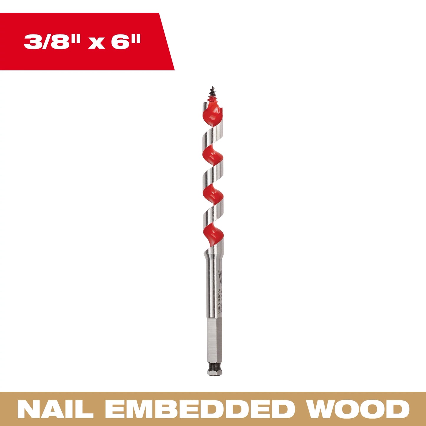 Milwaukee Tool 48-13-0373 3/8" x 6" Ship Auger Bit, 1 EA