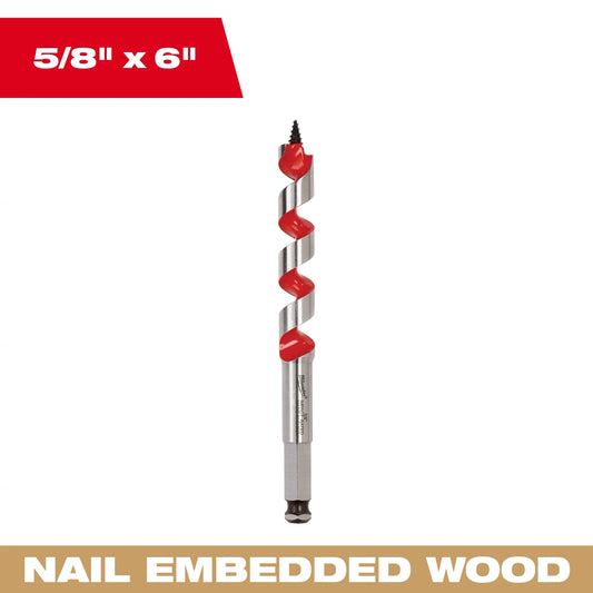 Milwaukee Tool 48-13-0623 5/8" x 6" Ship Auger Bit, 1 EA