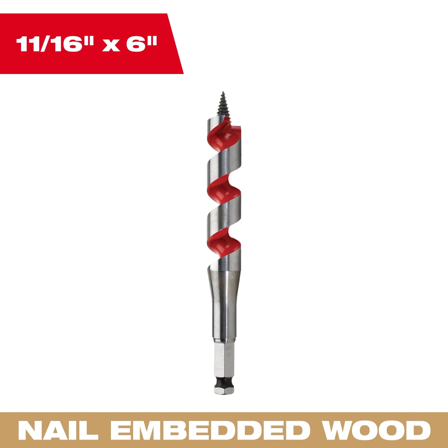 Milwaukee Tool 48-13-0683 11/16" x 6" Ship Auger Bit, 1 EA