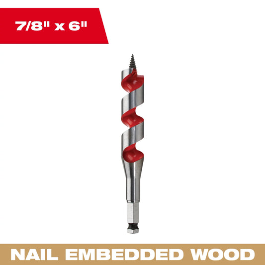 Milwaukee Tool 48-13-0873 7/8" x 6" Ship Auger Bit, 1 BIT