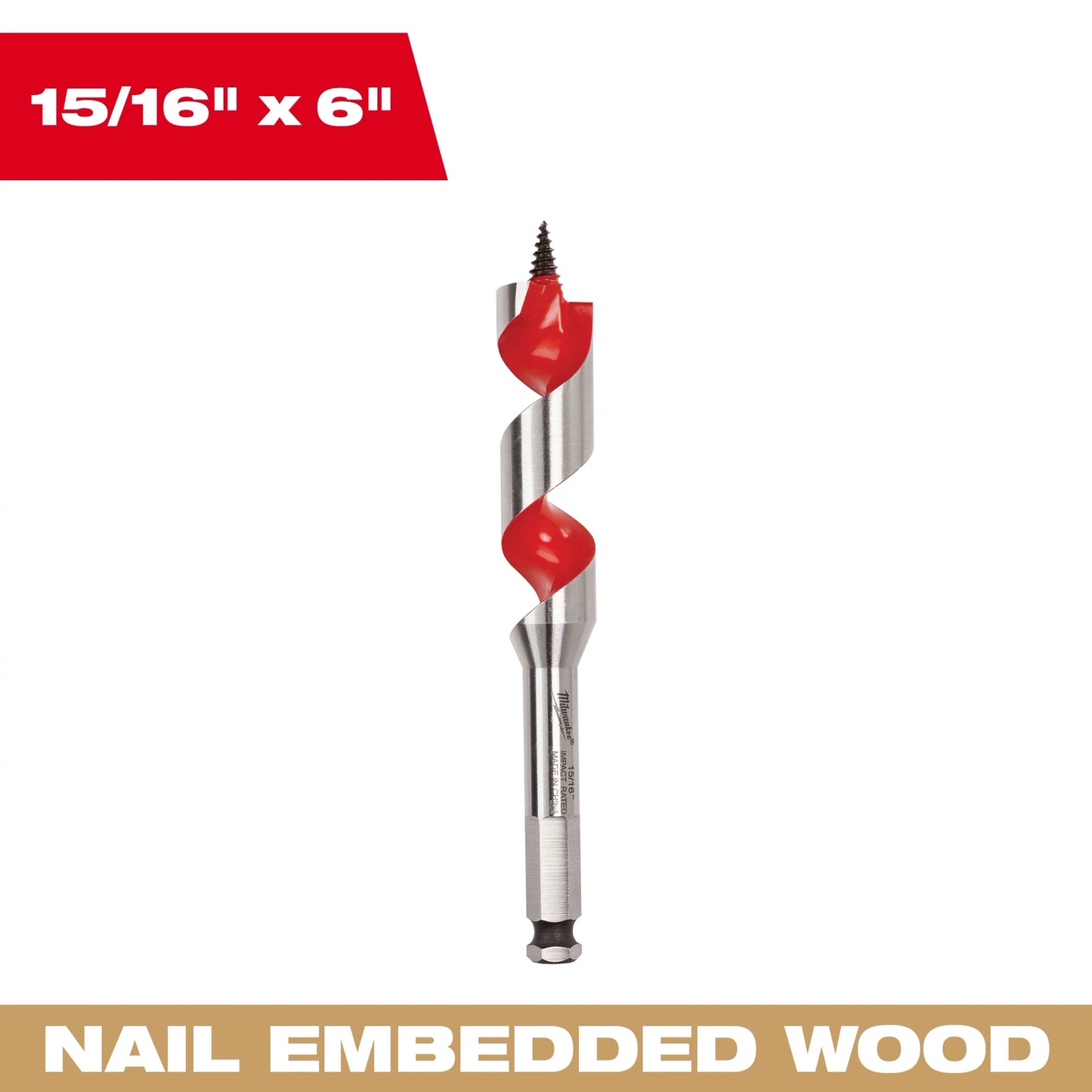 Milwaukee Tool 48-13-0933 15/16" x 6" Ship Auger Bit, 1 EA