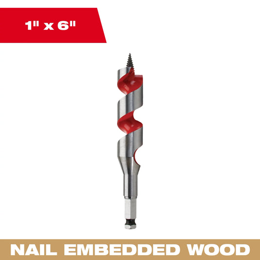 Milwaukee Tool 48-13-1003 1" x 6" Ship Auger Bit, 1 EA