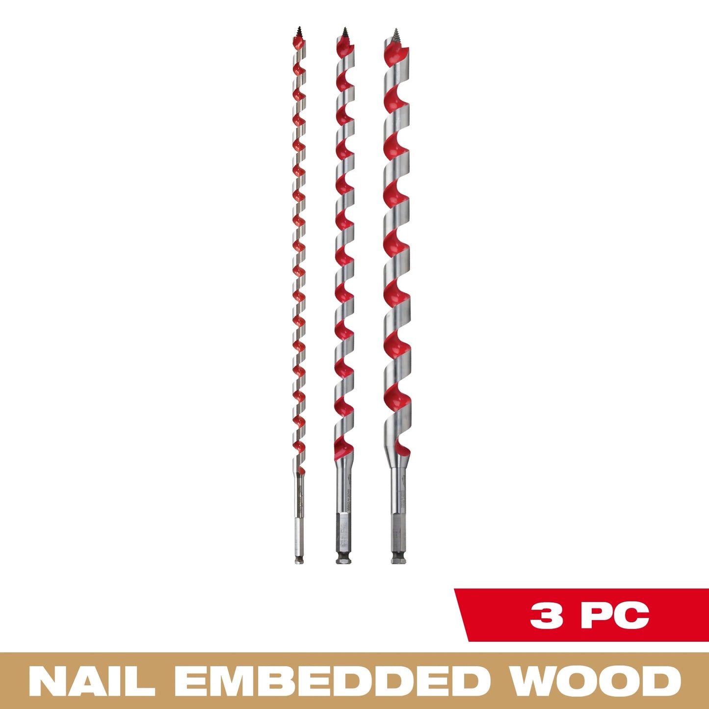 Milwaukee Tool 48-13-3000 Ship Auger Bit 18" Set - 3 PC, 1 ST