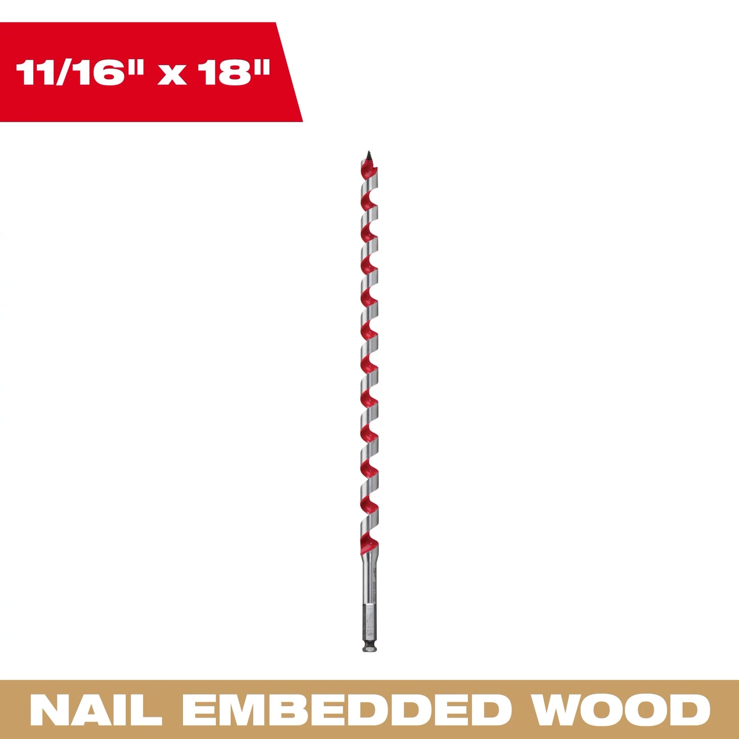 Milwaukee Tool 48-13-5680 11/16" x 18" Ship Auger Bit, 1 BIT