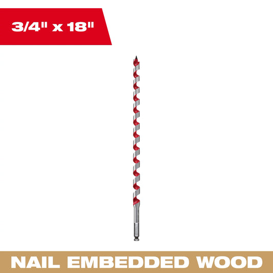 Milwaukee Tool 48-13-5750 3/4" x 18" Ship Auger Bit, 1 BIT